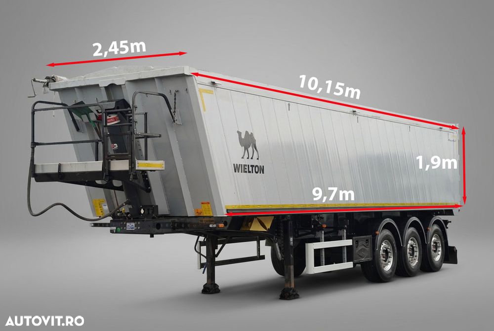 Wielton / SEMIREMORCĂ BASCULANTĂ - 46 m³ / ALUMINIU / AXĂ RIDICABILĂ / AXE SAF / GREUTATE: 6.130 KG / - 3