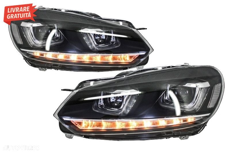 Faruri LED VW Golf 6 VI (2008-2013) Design Golf 7 3D U Design Semnal L - 4
