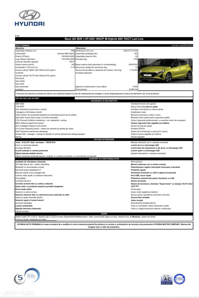 Hyundai i20 1.0 l T-GDi M-Hybrid 100CP 7DCT 5DR Led Line - 19