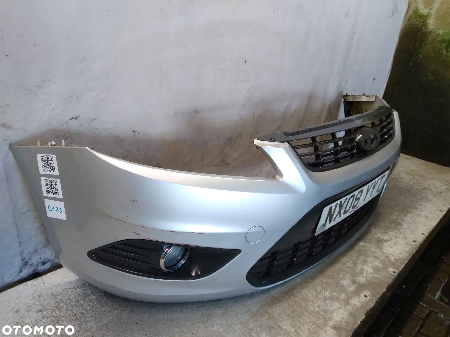 ^ ZDERZAK PRZÓD PRZEDNI FORD FOCUS MK.2 II 2 LIFT FL 03 SREBRNY HALOGENY - 5
