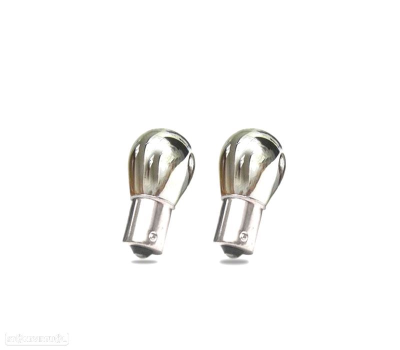 KIT CONJUNTO 2 LÂMPADAS CROMADAS P21W PISCAS - 1