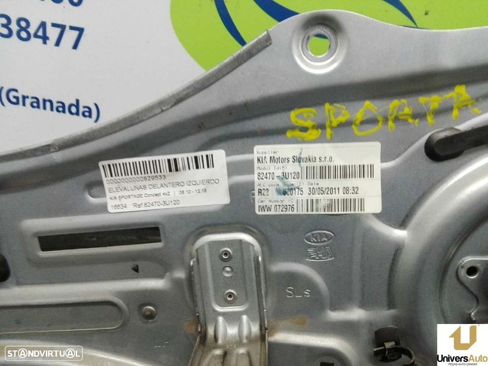 ELEVADOR DE VIDRO FRONTAL ESQUERDO KIA SPORTAGE 2011 -82470-3U120 - 2