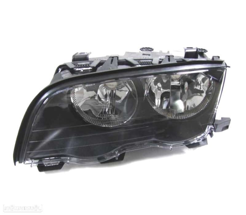 FARÓIS BMW E46 4 PORTAS 98-01 FUNDO NEGRO - 2