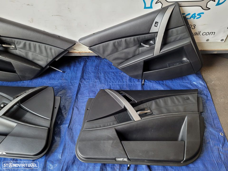 QUARTELAS TAMPOS PORTAS PELE GENUINAS PRETO ORIGINAIS BMW SERIE 5 E60 E61 PACK M - 3