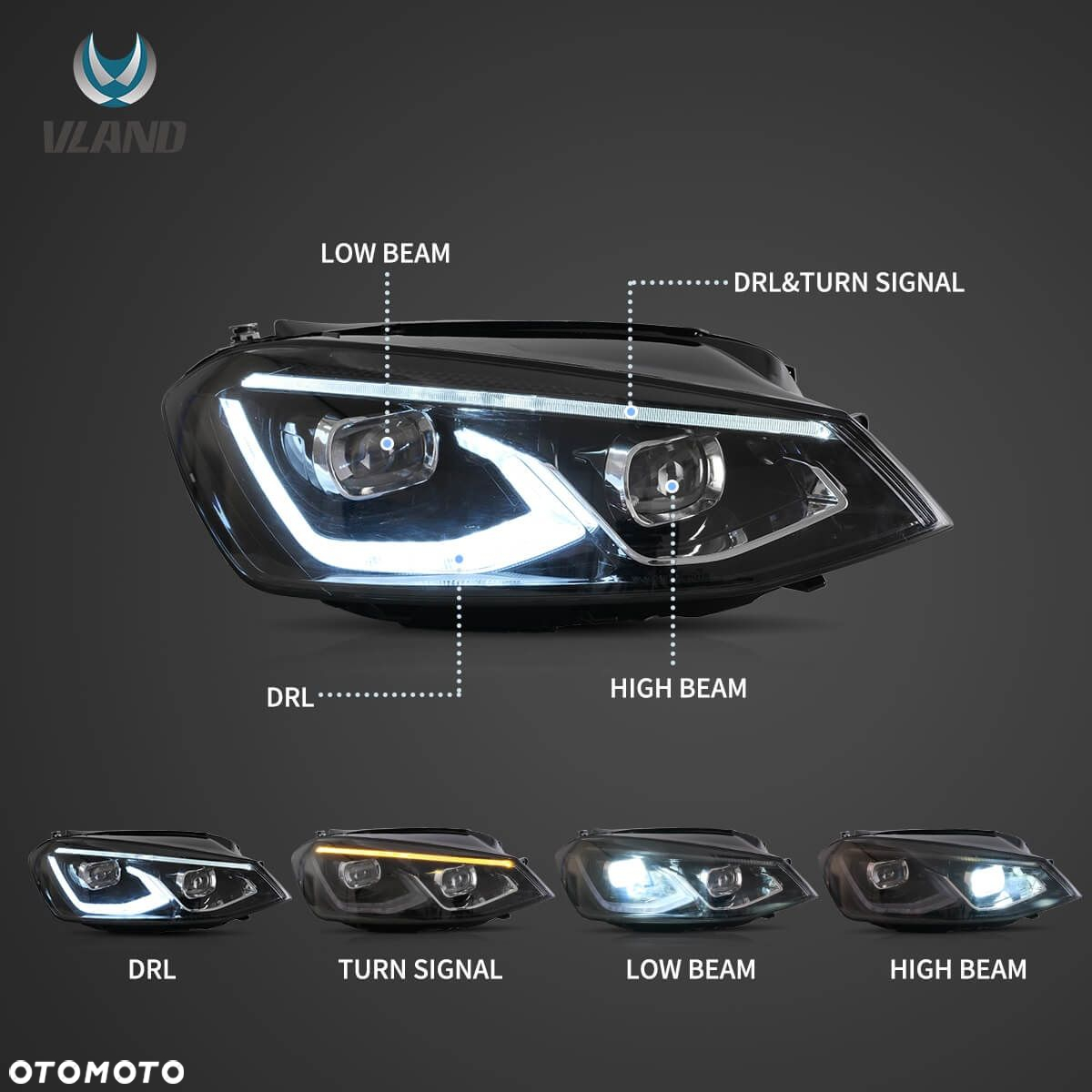 Reflektor Lampa kpl Soczewki full Led Black VW Golf VII 7 5g 5g0 2012-2017 - 6