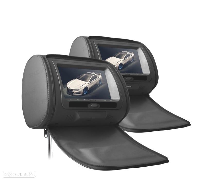 ENCOSTOS DE CABEÇA MULTIMEDIA 7 " HD USB SD EM PRETO - 1
