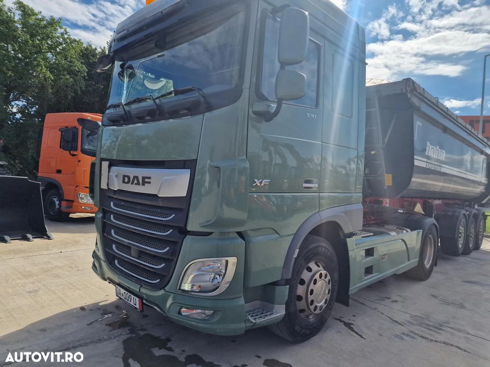 DAF XF 530, KIT BASCULARE, Cutie AUTOMATA+INTARDER 6 trepte, fuste sasiu, 530 CP Euro 6, jante ALUMINIU, Anv 315/80R22,5 70% ok, FRIGIDER, 2 paturi, girofaruri, parasolar, posibilietate leasing 3 ani, PROMOTIE 22.900 EUR+Tva - 1