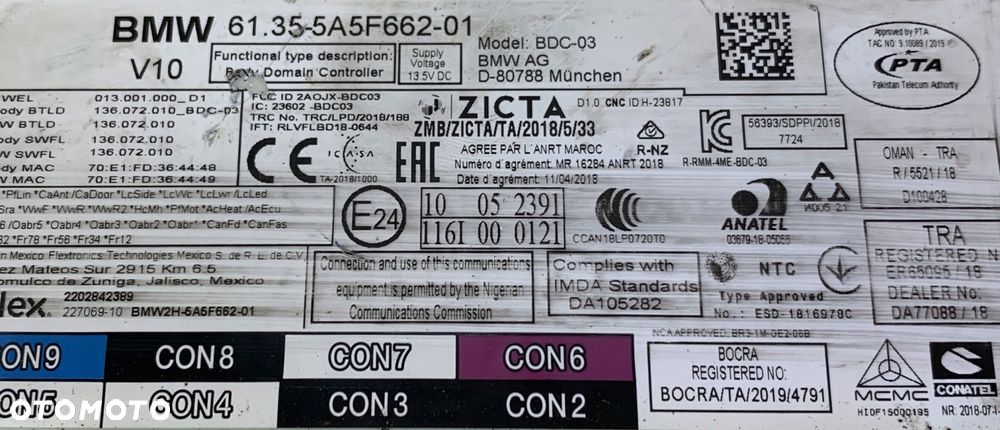 BMW MODUŁ STEROWNIK BDC-03 V10 BDC 5A5F662 - 3