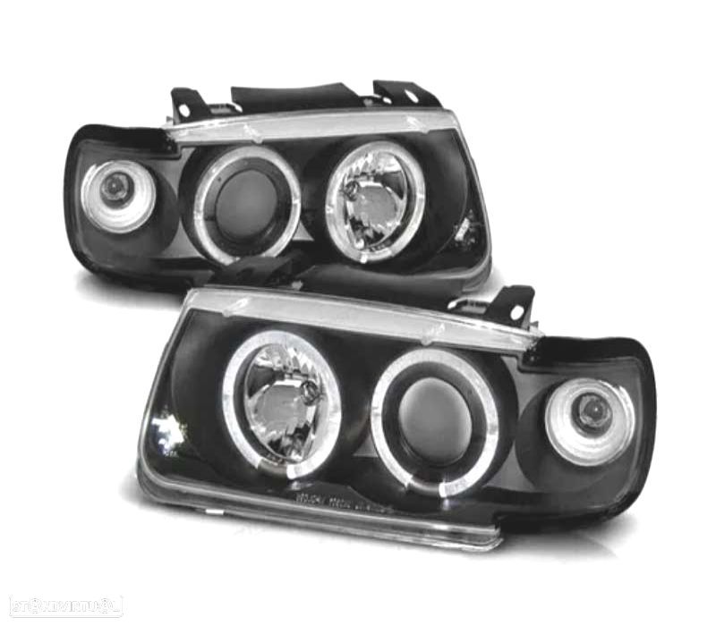 FARÓIS VOLKSWAGEN VW POLO 6N 94-99 ANGEL EYES FUNDO PRETO MAN. - 1