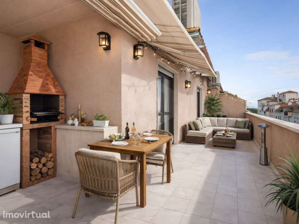 Apartamento T3 com espaço churrasco | Vista Serra da Arrábida - Grande imagem: 2/37