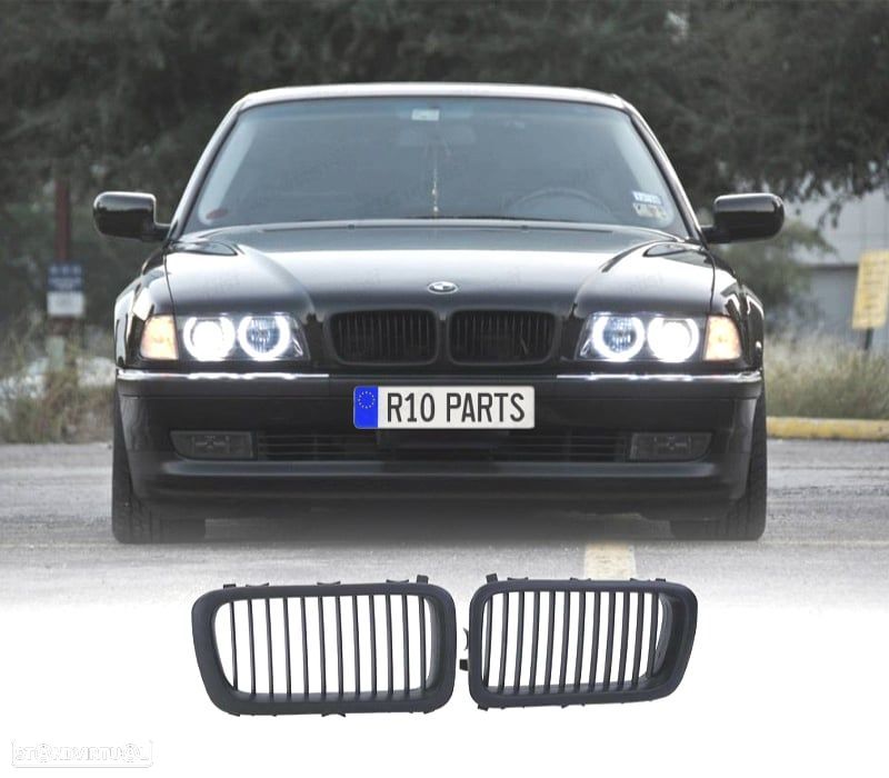 GRELHAS FRONTAIS BMW E38 94-01 LOOK PRETO MATE - 1