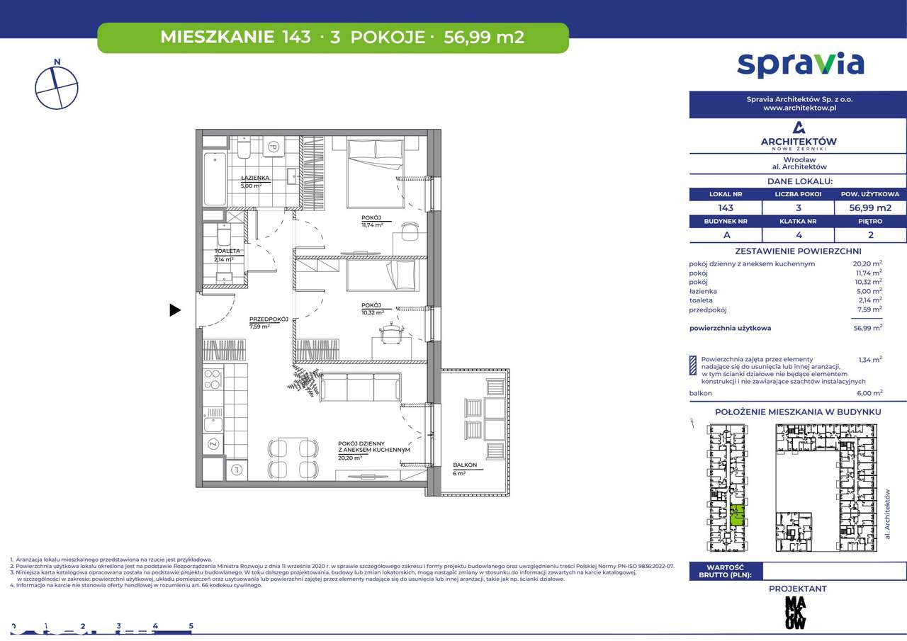 3-pokojowe mieszkanie 56m2 + balkon Bezpośrednio - Pełny obrazek: 2/8