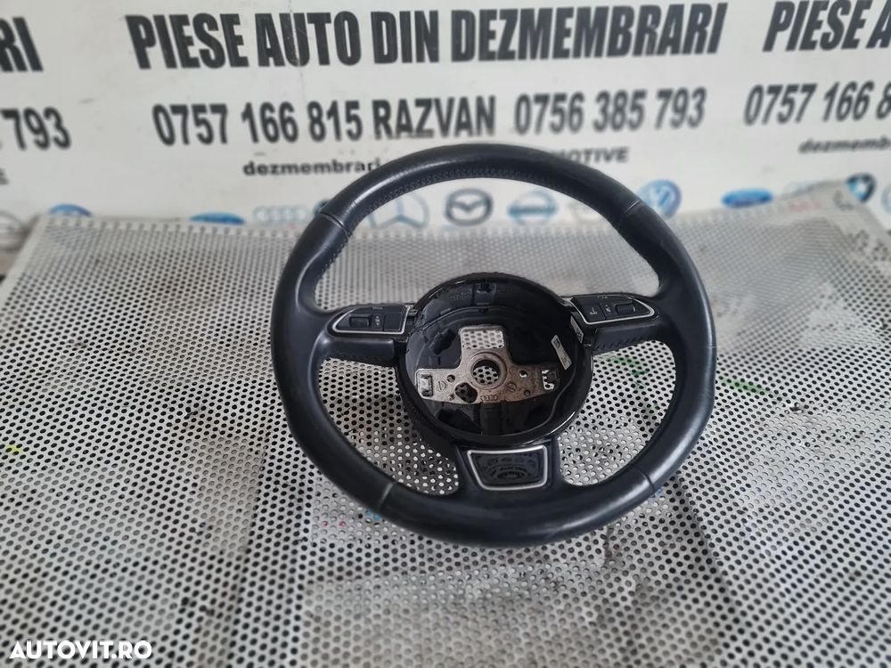 Volan Din Piele Cu Comenzi Airbag Rotund Audi A4 B8 Q3 Q5 A5 2.0 Tdi Euro 5 Cod Motor CJC Cutie Aut - 2
