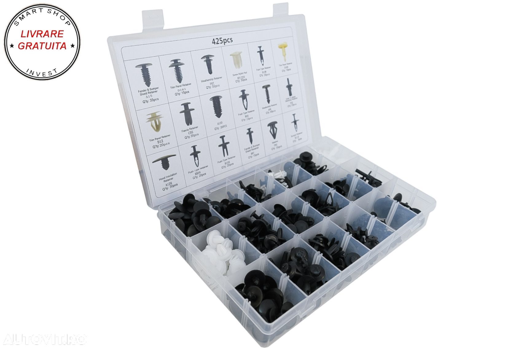 Set 425 Piese Cleme de Fixare Protectie Clipsuri Auto- livrare gratuita - 1