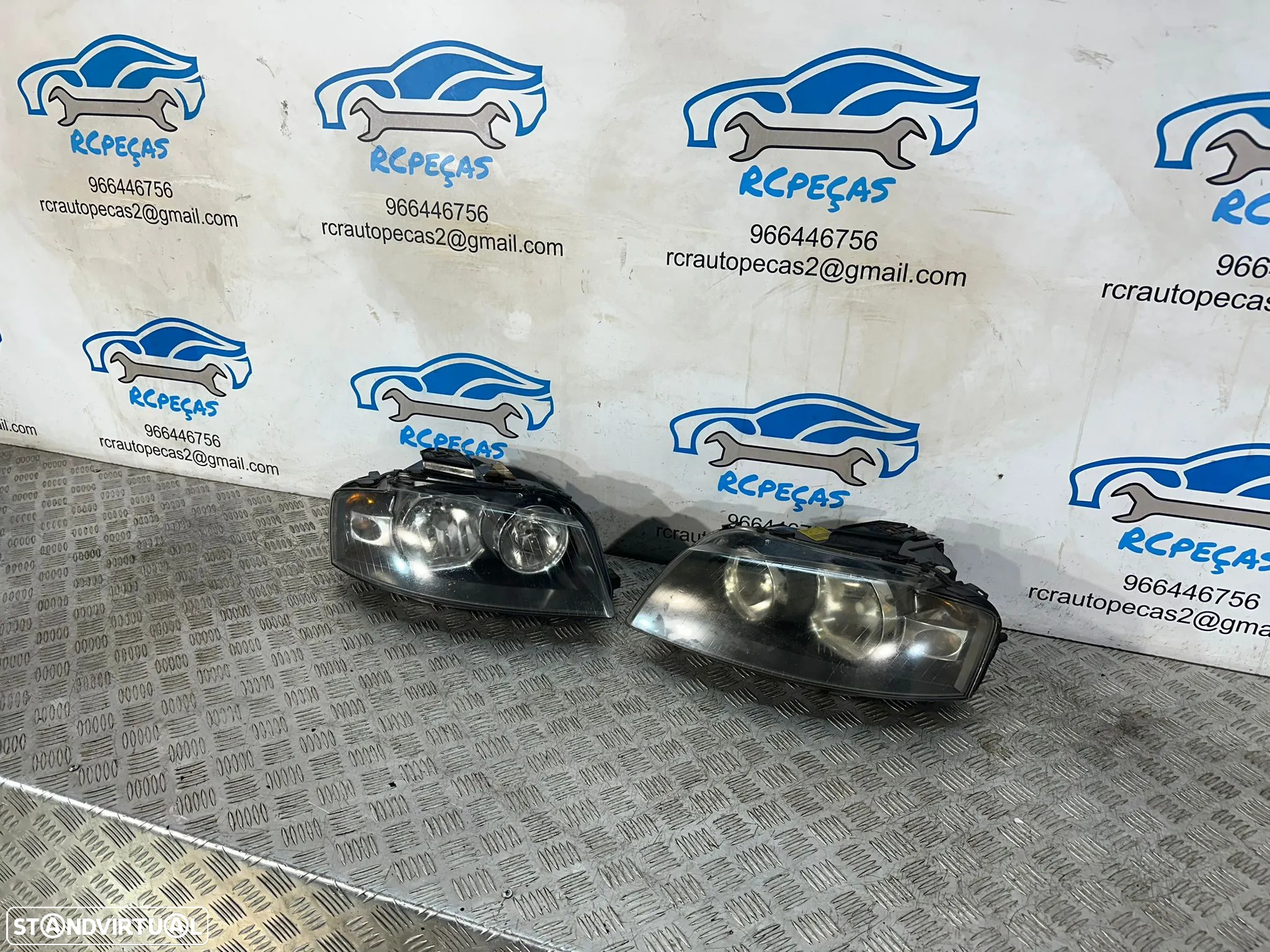 .Conjunto Oticas Farois Frontais Frente Original Audi A3 8P Halogéneo 2003 - 2010 8P0941003L 8P0941004L - 3