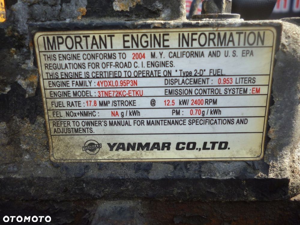 SILNIK YANMAR DIESEL 0.953 12,5 KW TK3.95AU - 4