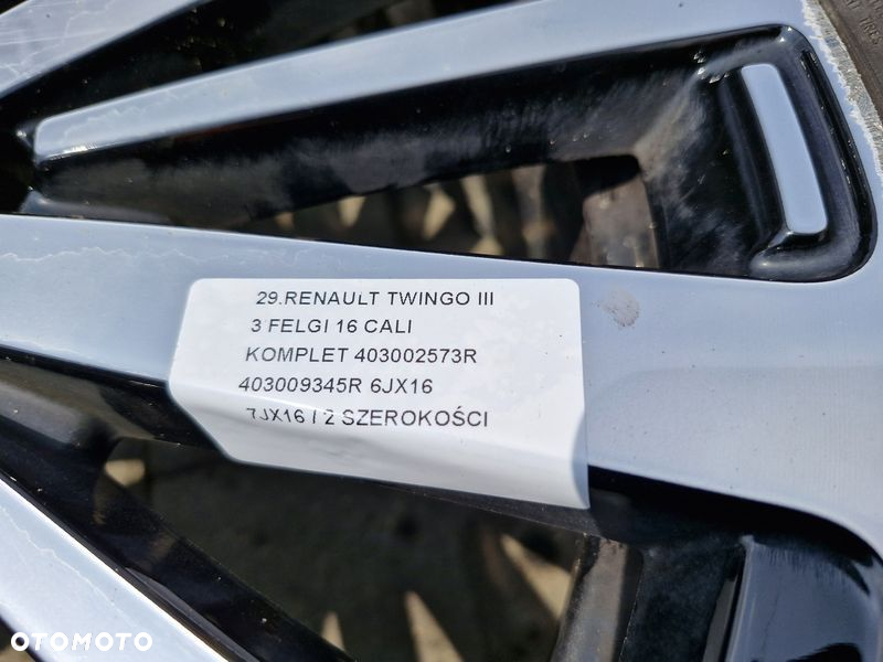 RENAULT TWINGO 3 III FELGI ALUMINIOWE 16 CALI 6JX16 7JX16 403002573R 403009345R - 6