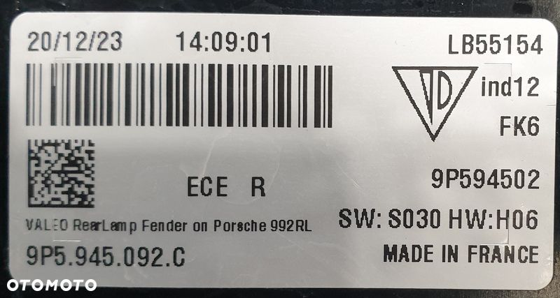 Porsche Carrera Lampa Prawy Tył 9P594502 - 4