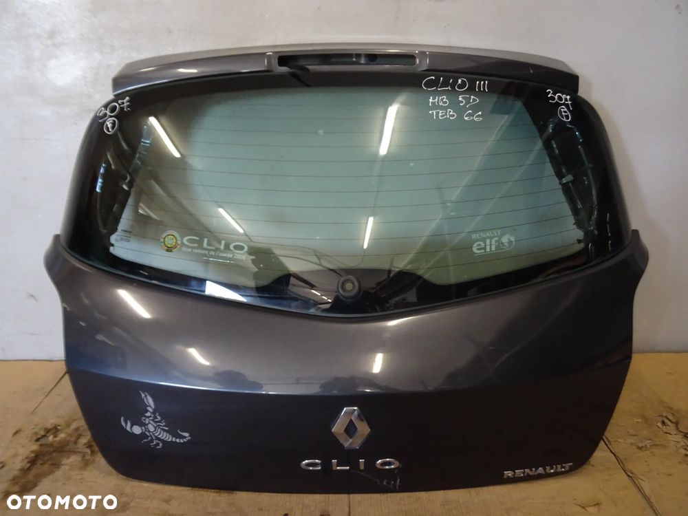 KLAPA TYŁ TYLNA SZYBA BAGAŻNIKA RENAULT CLIO III 5D HB 05-09 LAK:TEB66 NR307F - 2