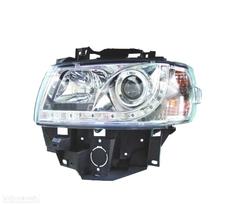 FARÓIS VOLKSWAGEN VW T4 CARAVELLE MULTIVAN 97-03 LUZ DIURNA FUNDO CROMADO - 2