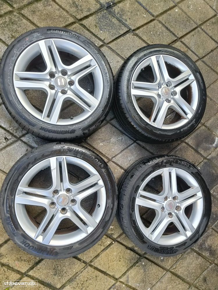 4 jantes 17 SEAT furação 5x112 com  pneus - 12