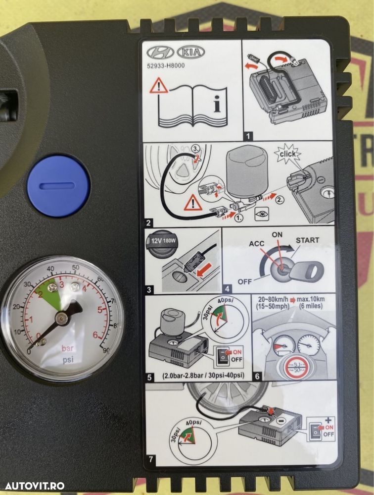 Compresor auto umflat roti kit pana original Hyundai- Kia + husa 120W - 5