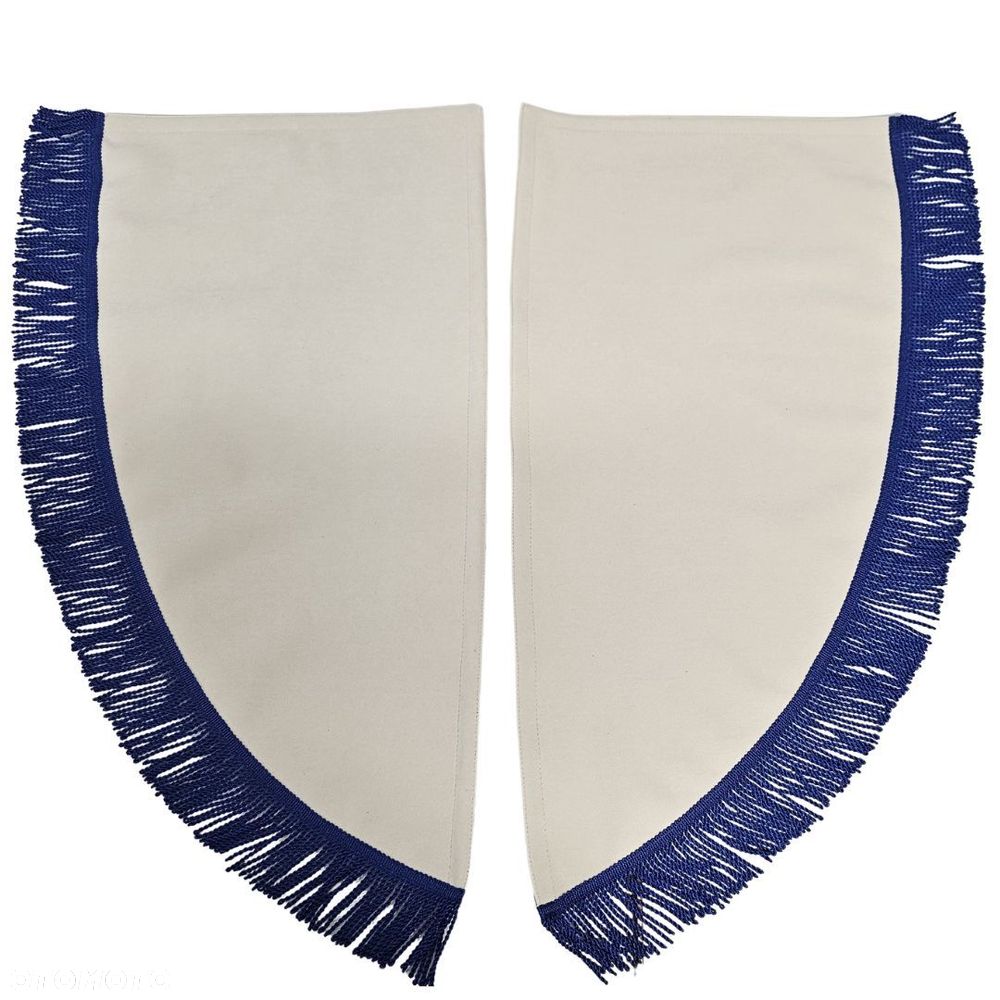 ZASŁONY BOCZNE SKOSY TIR BUS -materiał : WELUR -Jasny Beż + Fredzle Niebieskie - 1