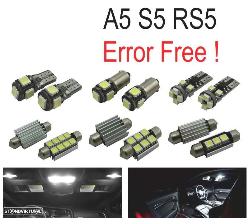 KIT COMPLETO DE 14 LAMPADAS LED INTERIOR PARA AUDI A5 S5 RS5 B8 08-15 - 1
