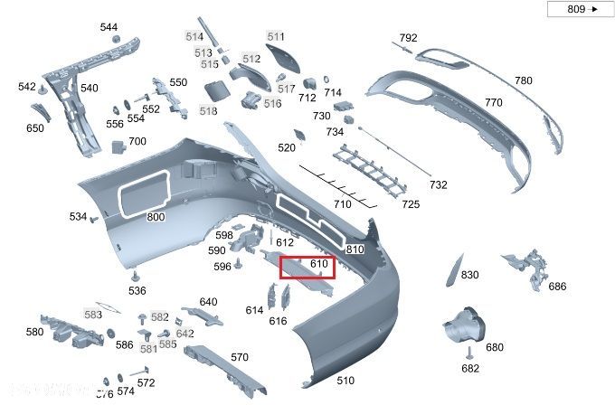 MERCEDES C-KLASA W205 Oslona dolna zderzaka tyl OE - 2