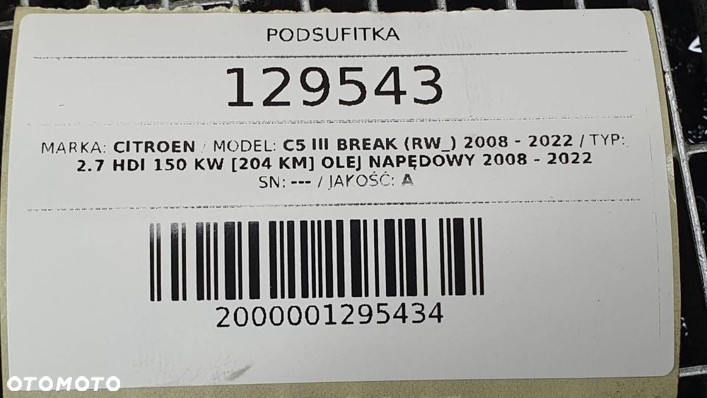 PODSUFITKA PANORAMA SZYBERDACH CITROEN C5 III X7 ALCANTARA EUROPA - 12