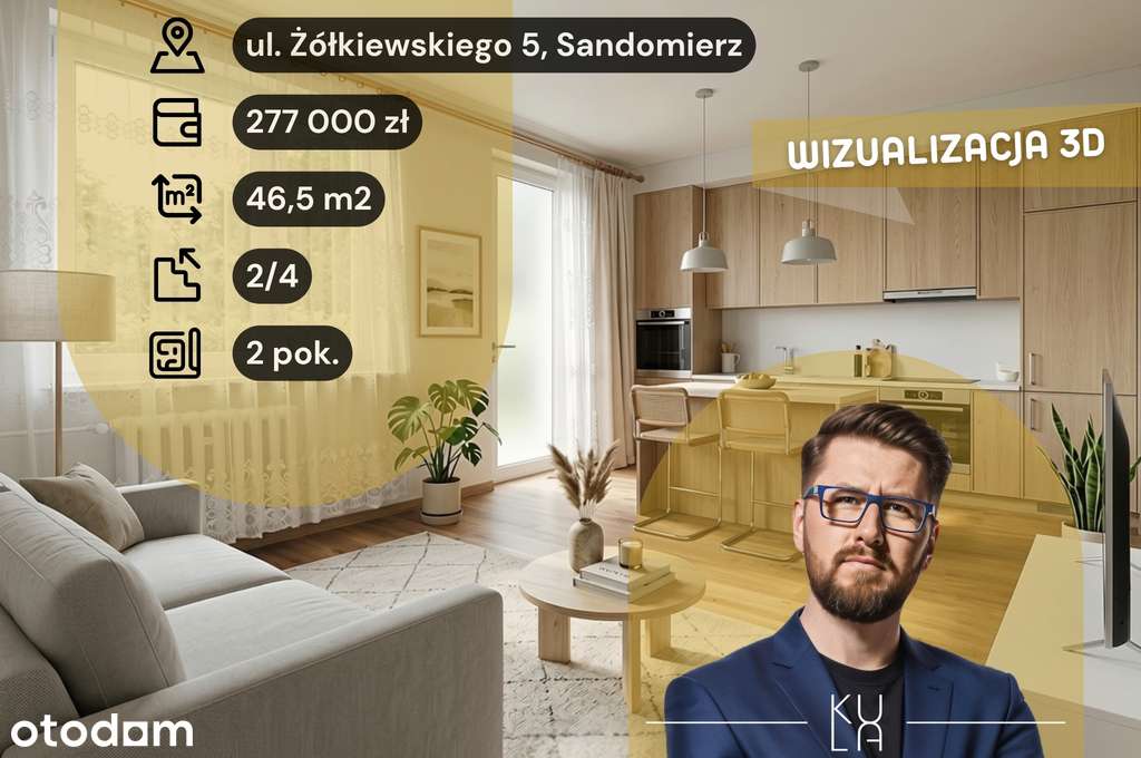 Mieszkanie na sprzedaż, 2 pokoje, 47 m², Sandomierz