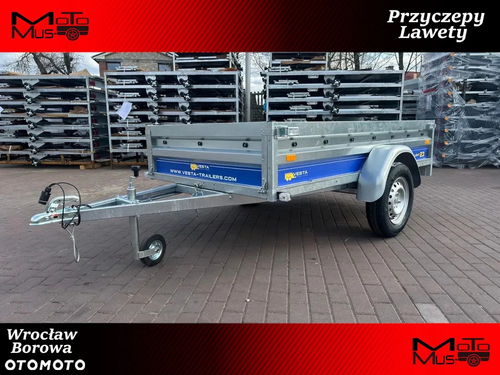 Inny Przyczepa VESTA LIGHT 23 232x131x37 cm WYSOKIE BURTY spawana rama Wrocław MOTOMUS