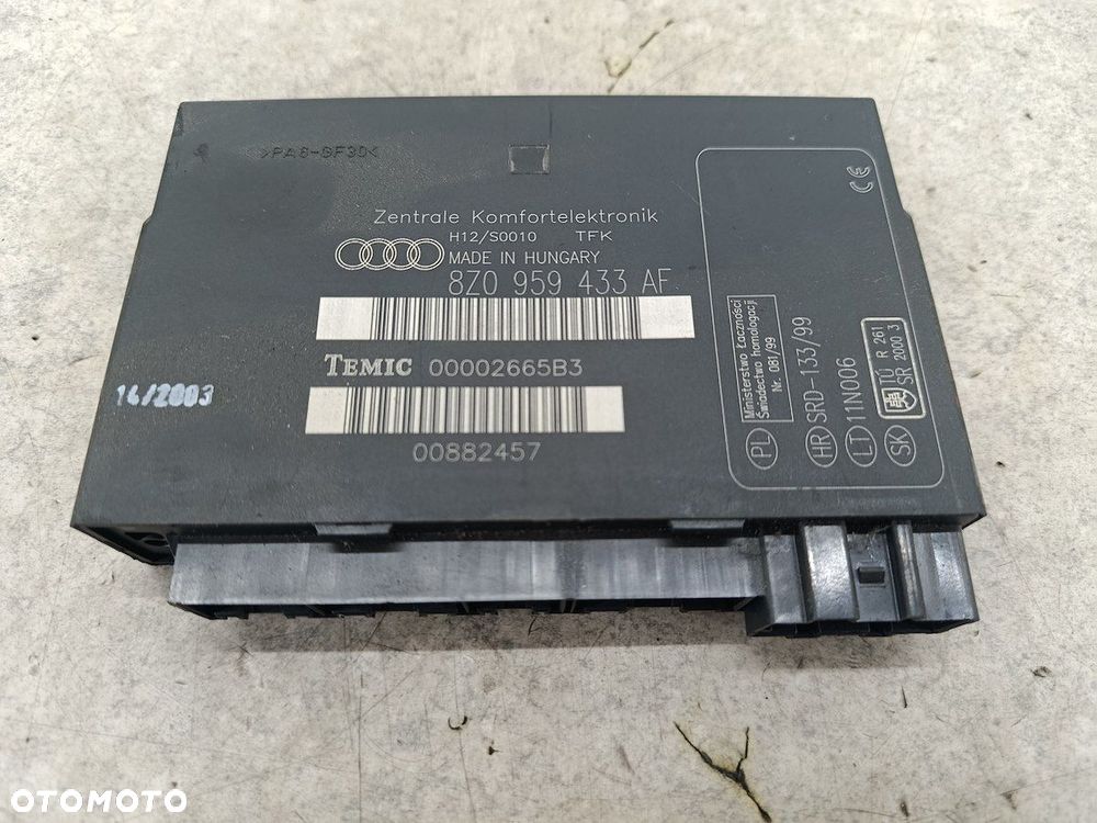 MODUŁ KOMFORTU AUDI A2 8Z 8Z0959433AF 00002665B3  TEMIC 1.4 TDI - 1