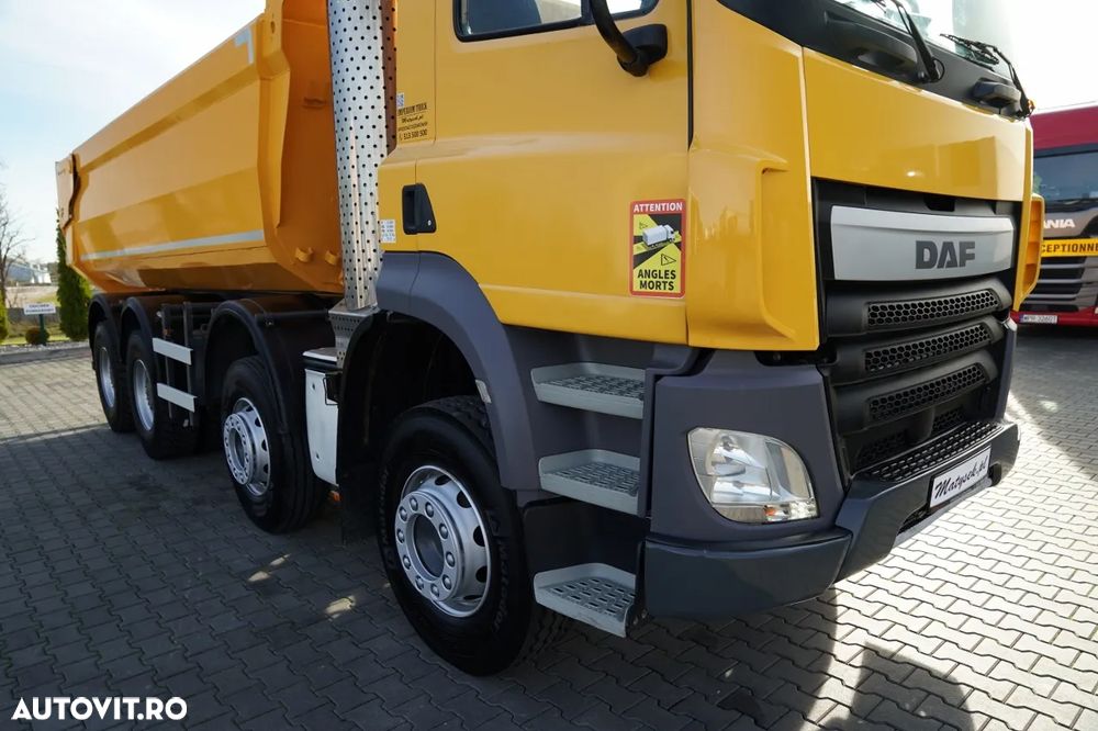 DAF CF 85.410 / 8x4 / BASCULĂ SPATE / CLAPETĂ HIDRAULICĂ / ANVELOPE 100% / MANUALĂ / EURO 6 - 12