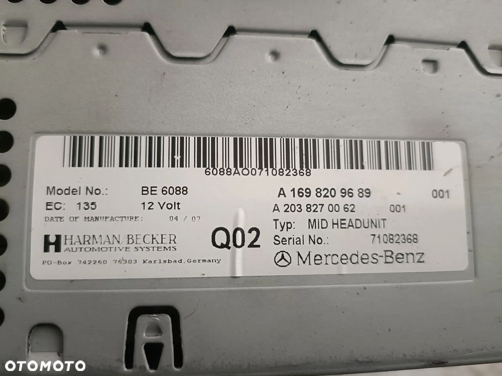 MERCEDES A-KLASA W169 04-12 radioodtwarzacz radioodbiornik radio A1698209689 * - 6