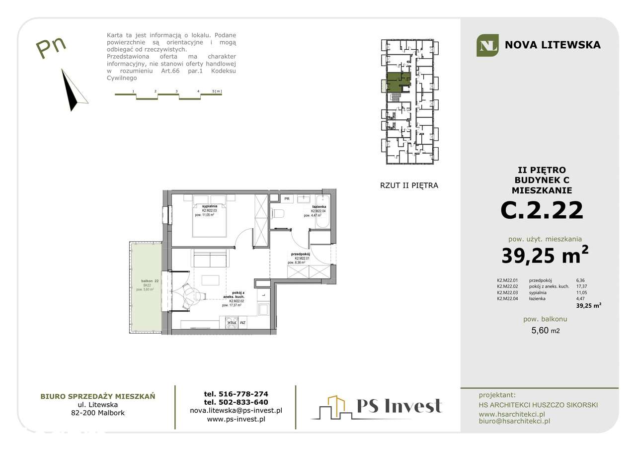 Słoneczne 2 pokoje na 2. piętrze | 39,25 m² + duży balkon | Winda
