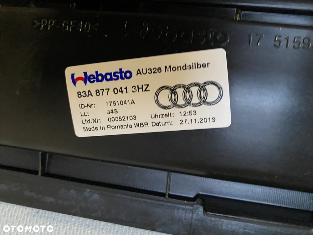 Audi Q3 83A Szyberdach panorama kompletny roleta sterownik 83A877041 32km - 10