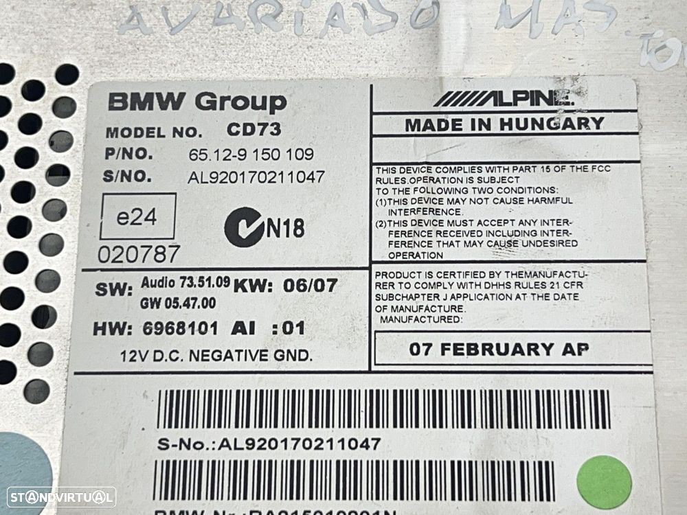 Rádio BMW 1 (E81 E87) REF. 65129150109 - 4
