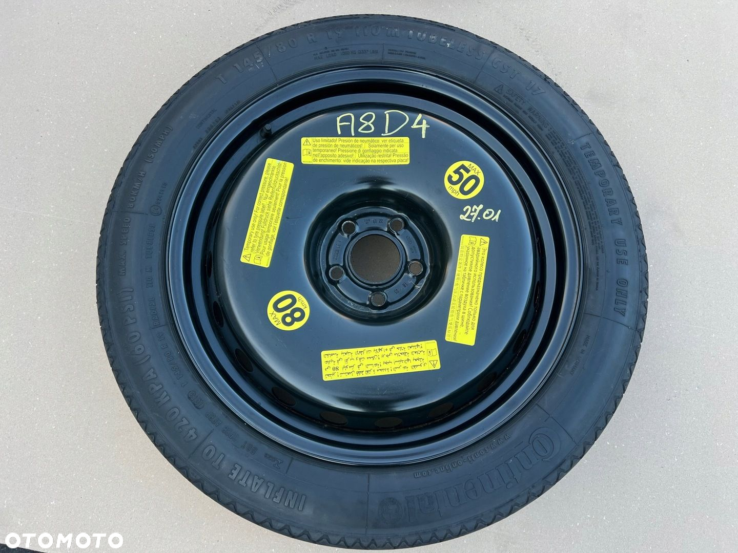 AUDI A8 D4 ZESTAW NAPRAWCZY LEWAREK KOŁO DOJAZDOWE 145/80 R19 - 2