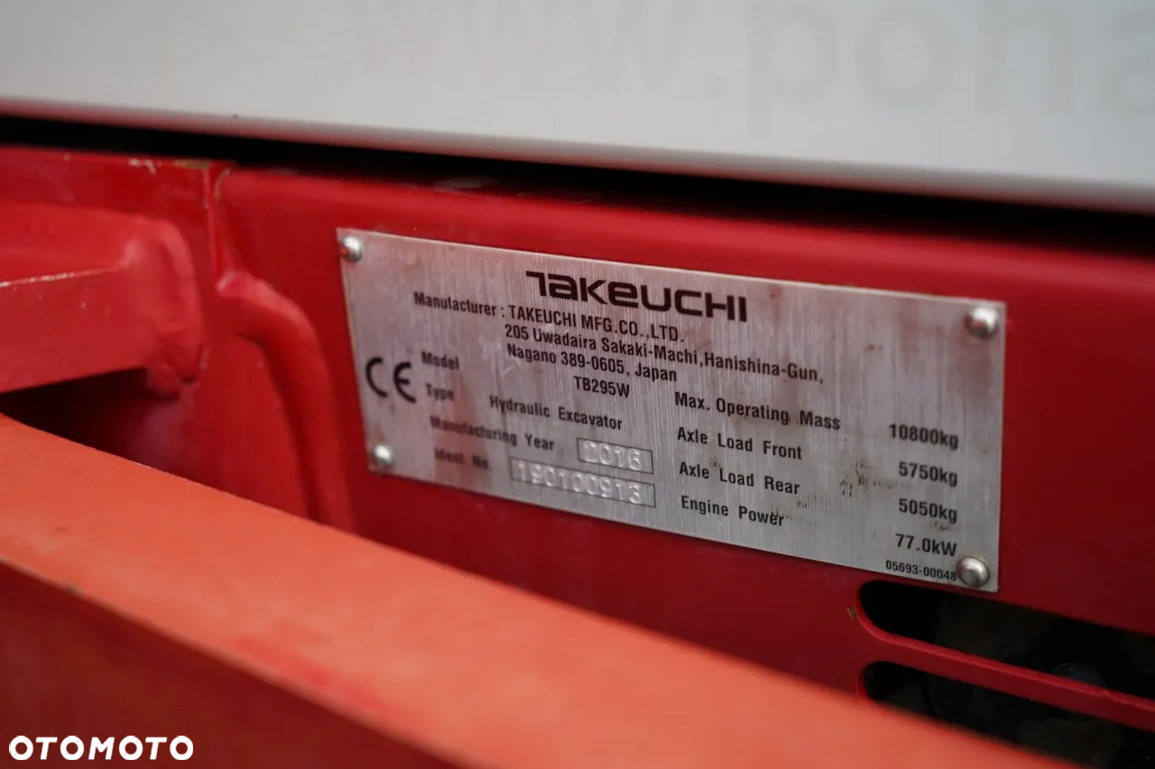 Takeuchi TB 295 W / KOPARKA KOŁOWA / 2016 ROK / PO KONTRAKCIE SERWISOWYM - 34