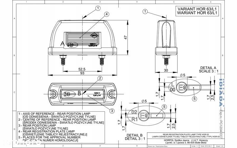 lampa oświetlenia tablicy rejestracyjnej led 12/24v - 2