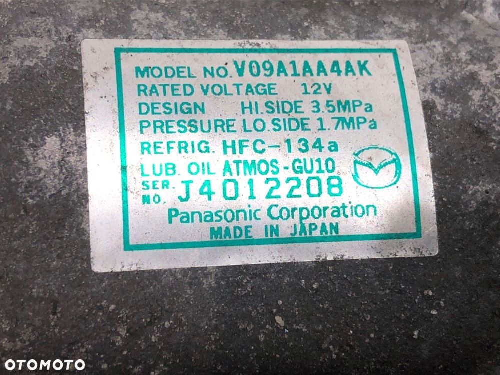 SPRĘŻARKA KLIMATYZACJI  MAZDA 2 (DE_, DH_) 2007 - 2015 1.3 (DE3FS) 63 kW [86 KM] benzyna 2007 - - 5