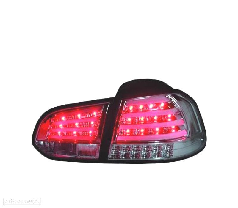 FAROLINS TRASEIROS LED PARA VOLKSWAGEN VW GOLF 6 MK VI 08-12 CROMADO ESCURECIDOS - 1