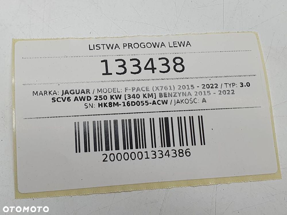 LISTWA BŁOTNIKA LEWY PRZÓD JAGUAR F-PACE X761 HK8M-16D055-ACW - 6