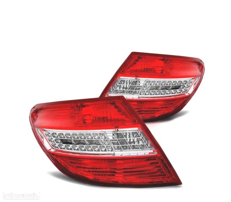 FAROLINS TRASEIROS LED MERCEDES W204 LIMOUSINE 07-10 VERMELHO CRISTAL - 1