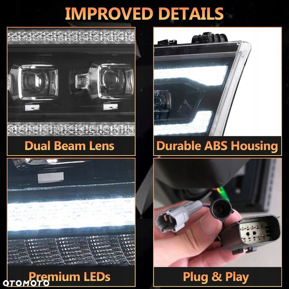 reflektor lampa kpl vland full bi led neon tuning dodge ram v 5 1500 19-24 - 6