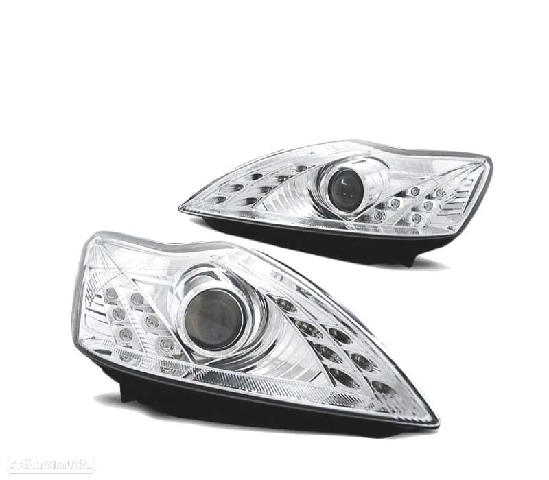 FARÓIS LED DAYLIGHT PARA FORD FOCUS 08-10 CHROME CROMADO - 2