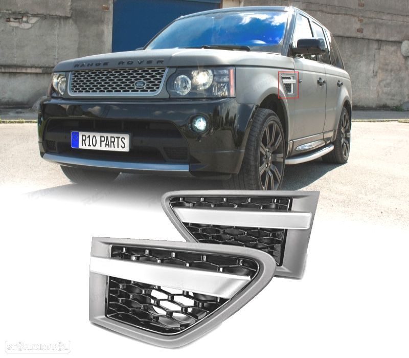 ENTRADAS DE AR LATERAIS RANGE ROVER SPORT 10-13 LOOK AUTOBIOGRAPHY PRETO CINZA - 1