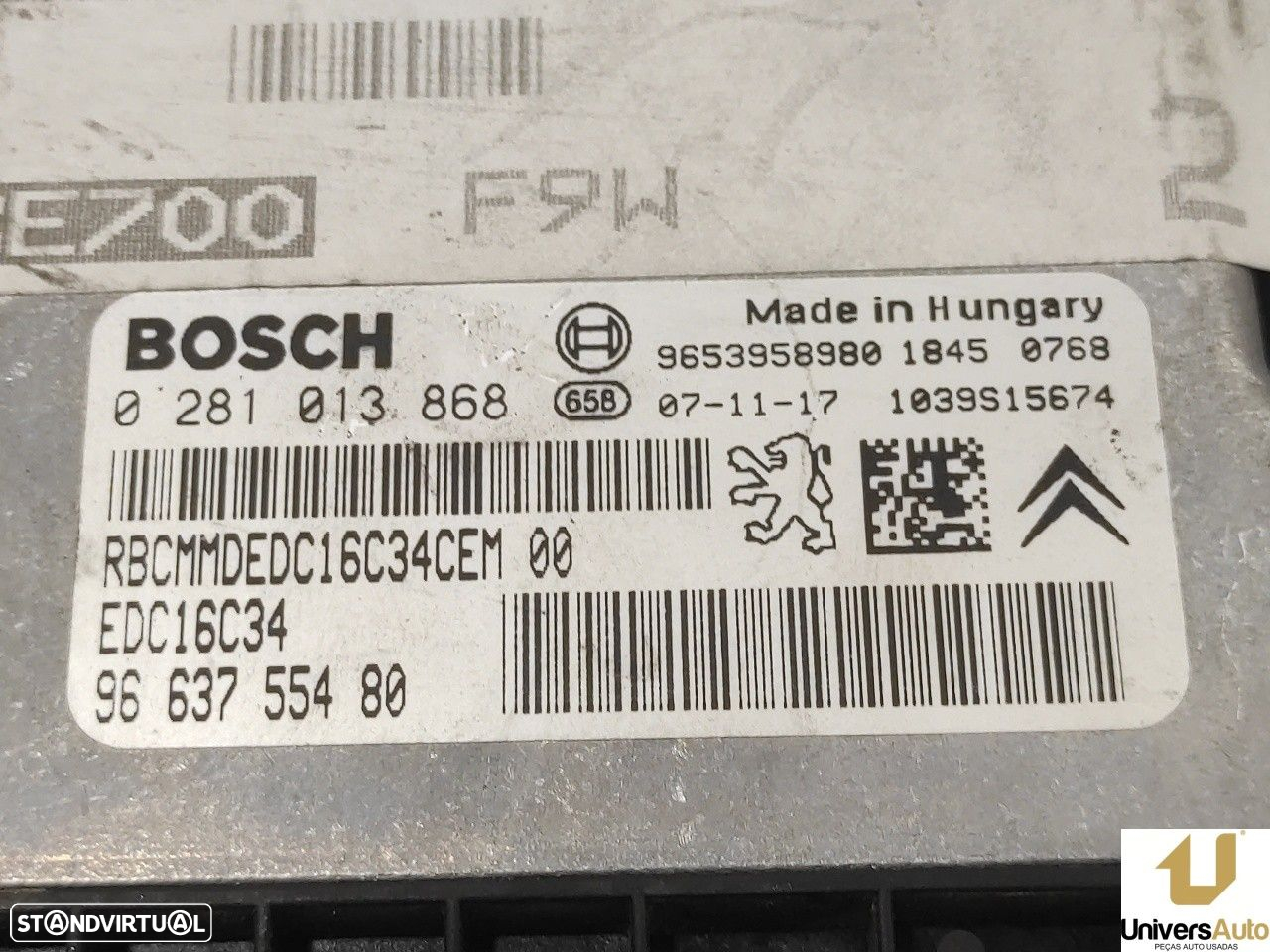 CENTRALINA MOTOR UCE PEUGEOT 207 SW 2008 -9663755480 - 4