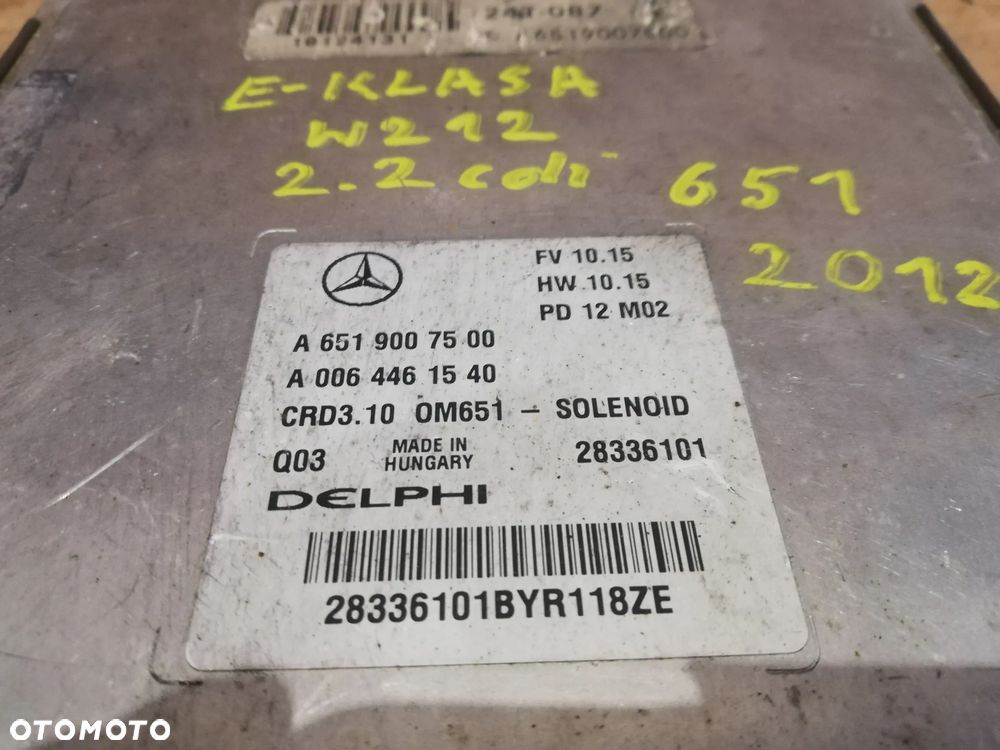 MERCEDES W212 STEROWNIKA KOMPUTER SILNIKA A6519007500 - 3
